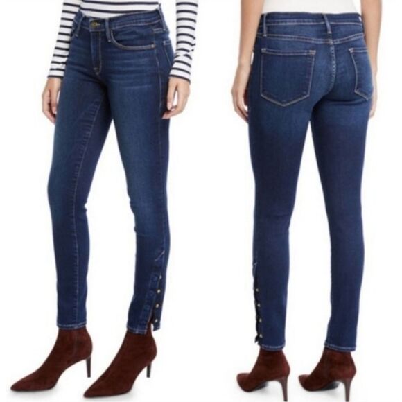 Frame Le Skinny de Jeanne Snap Ankle Hem Jeans Size 25 - Picture 1 of 10